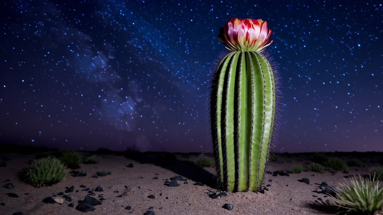 Cactus sous la Voie lactée