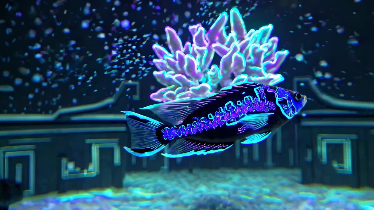 Neon Fish with Coral in Aquarium