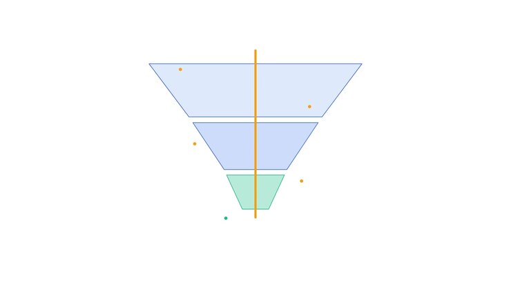 Animated Sales Funnel Diagram with Moving Particles
