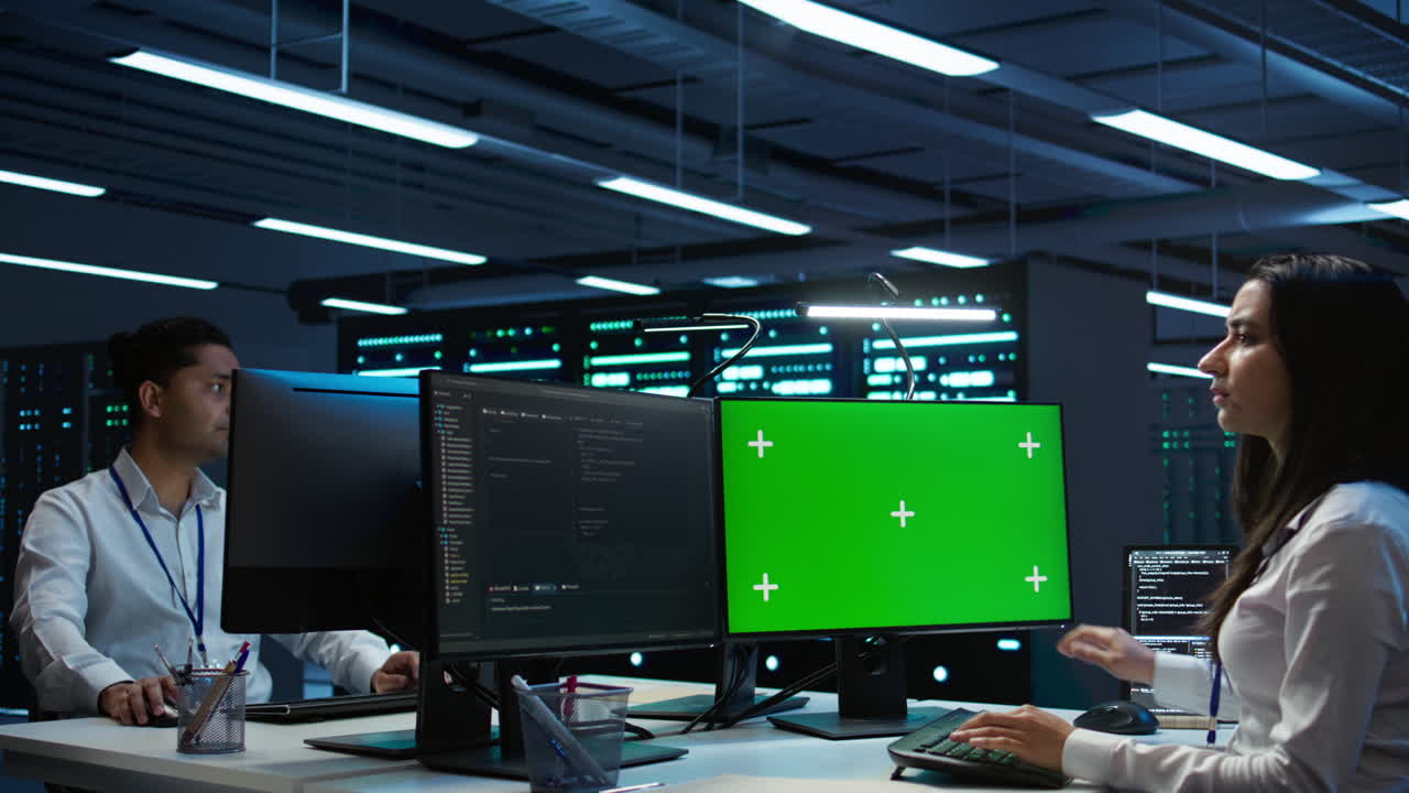 el experto utiliza una maqueta de pc en el centro de servidores, estableciendo puntos de referencia de rendimiento.