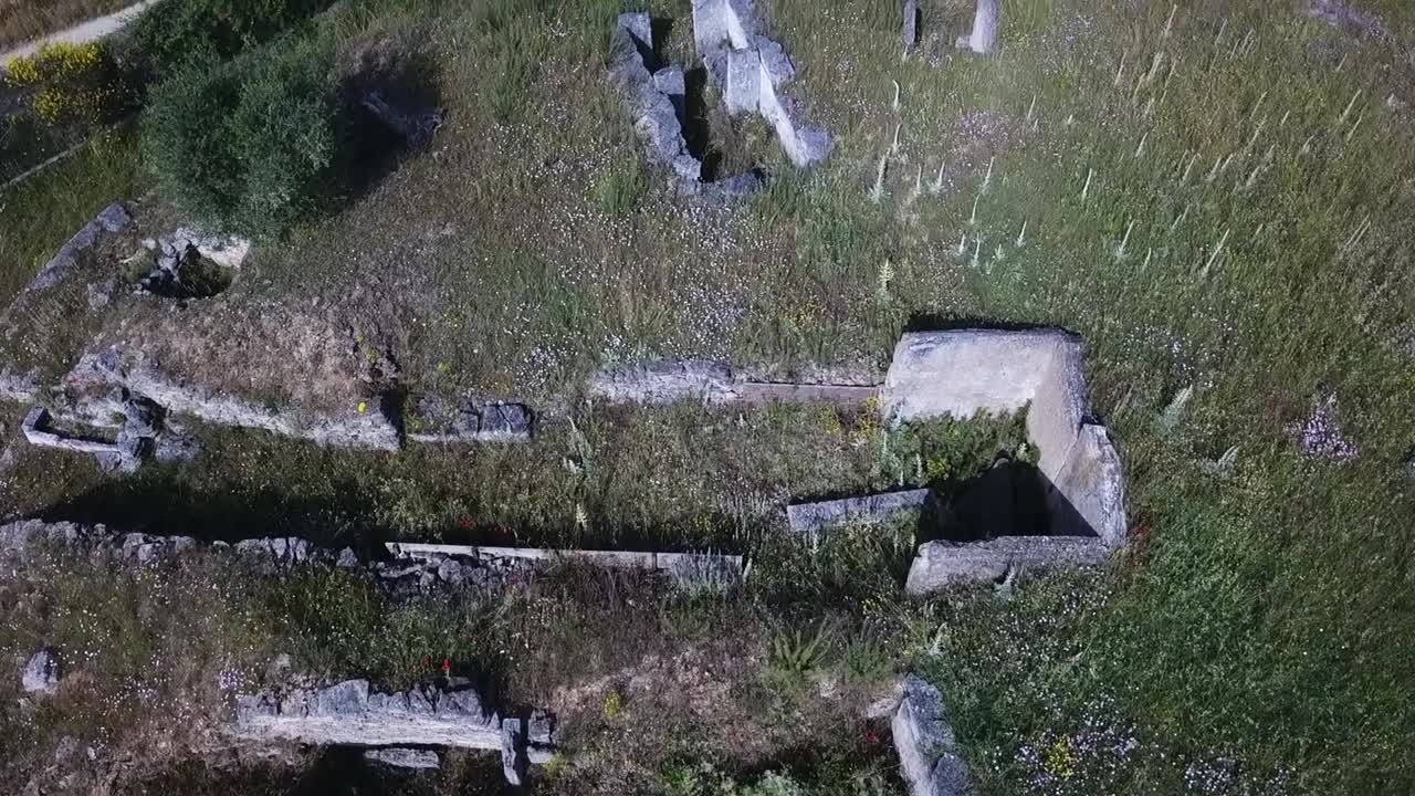 Drone Aerial of Etruscan Ruins, Tuscany. Moving shot