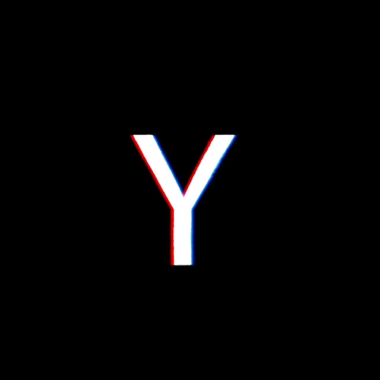 Letter Y with Glitch Effect on Black Background