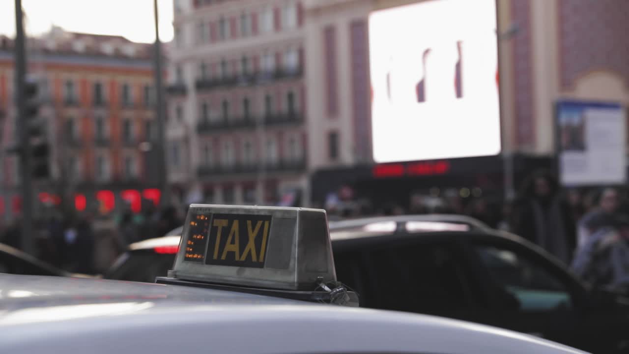 Close up on a taxi sign in Madrid