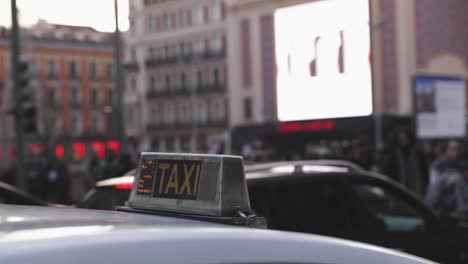 close up on a taxi sign in madrid