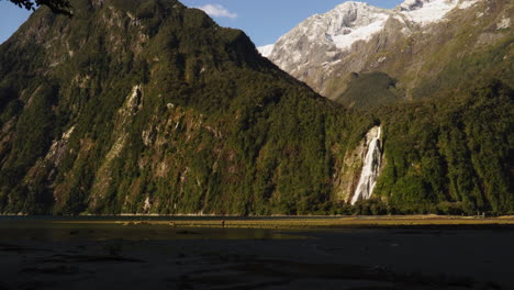 Lady-Bowen-Falls,-Milford-Sound,-Fiordland-national-park,-South-Island,-New-Zealand