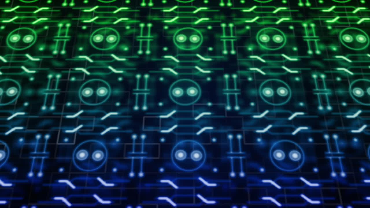 animación de formas que se mueven sobre una red de conexiones