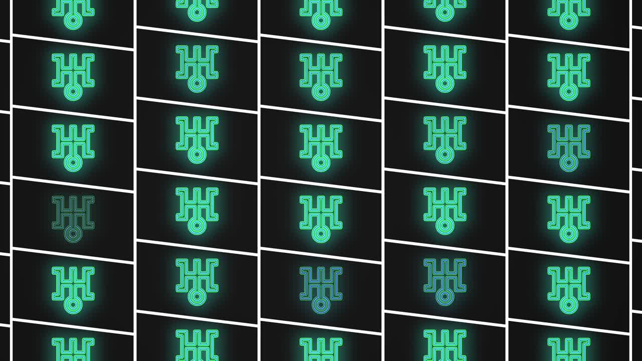 patrón de símbolo de japón azul neón en la noche