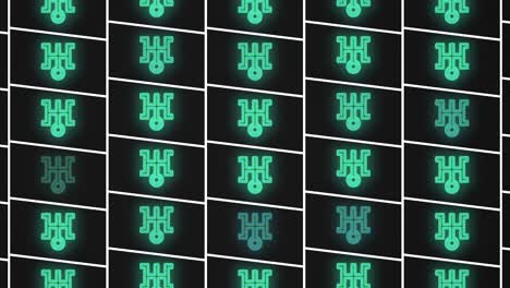 Neon-blue-Japan-symbol-pattern-in-night