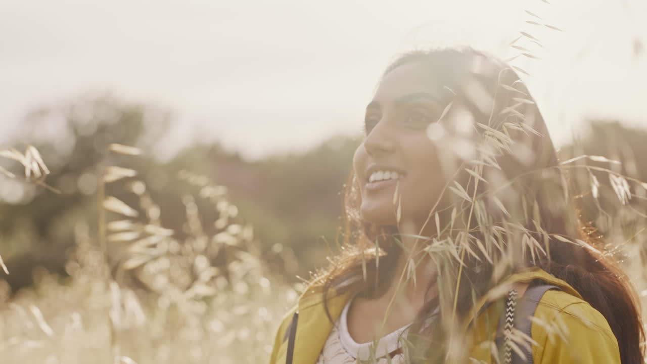 Indian woman, wheat plants