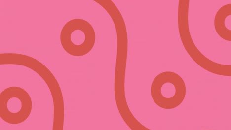 Animation-of-red-curves-and-circles-on-pink-background