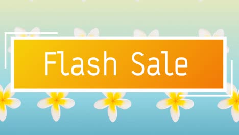 Animation-of-flash-sale-text-over-banner-and-flowers-in-background