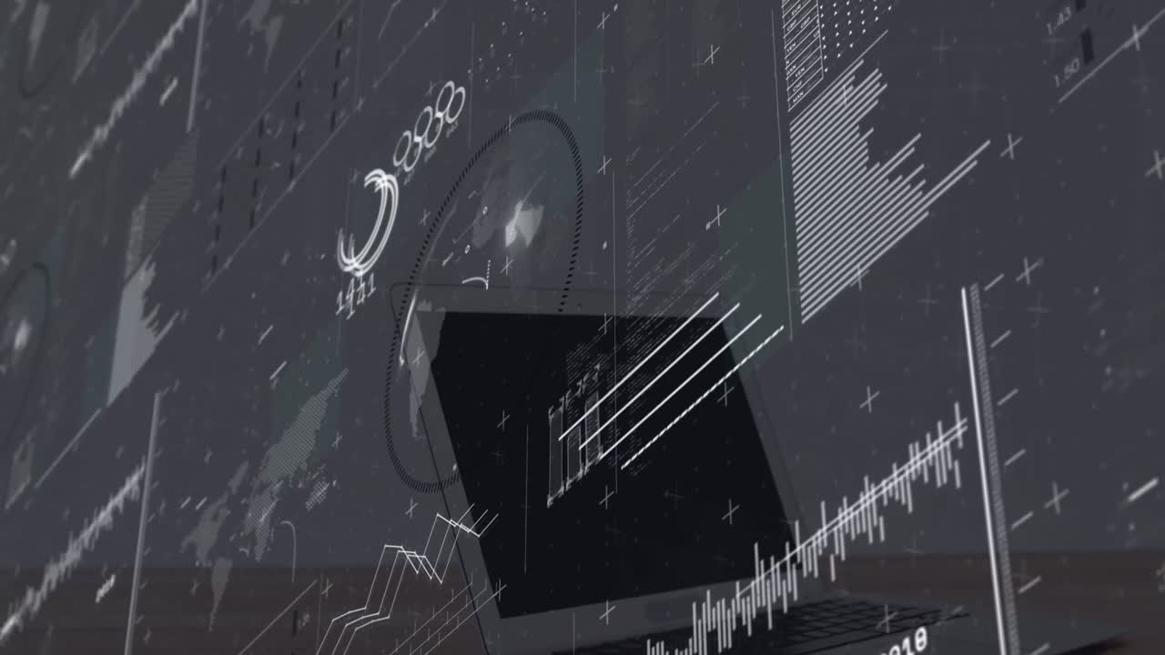 노트북을 통해 데이터 처리의 애니메이션