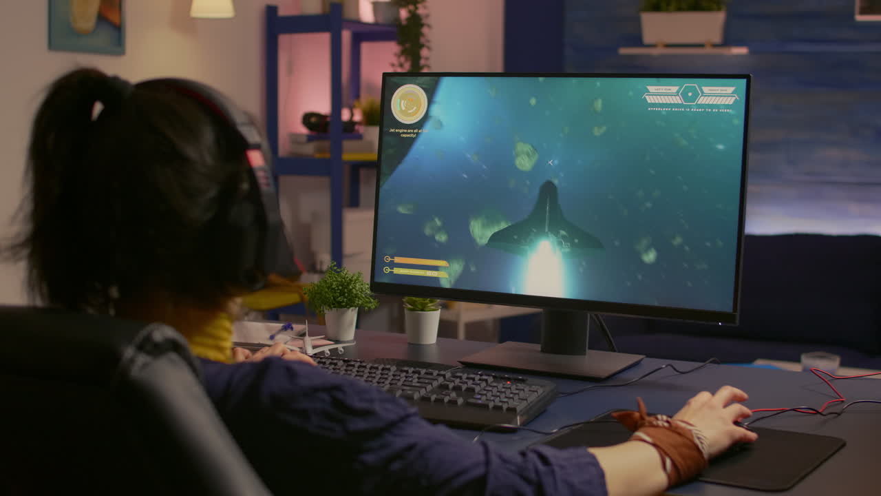 Videogame player losing space shooter competition