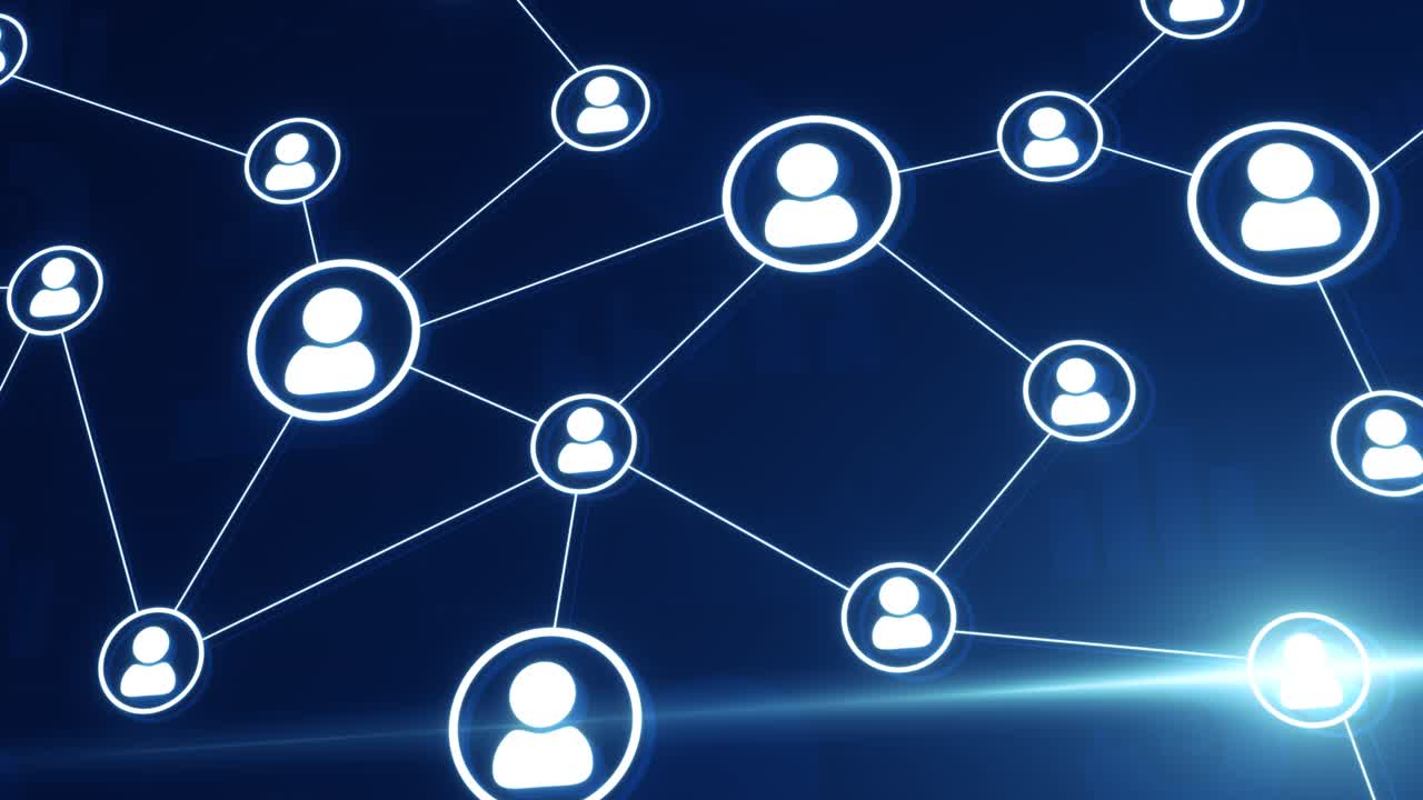 4k 3d icon of people world wide connected social network loop background internet virtual reality