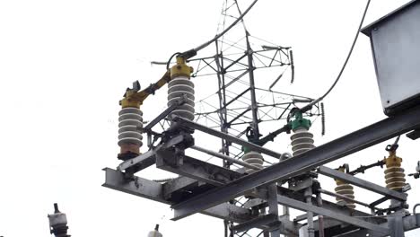 close-up of electrical substation equipment