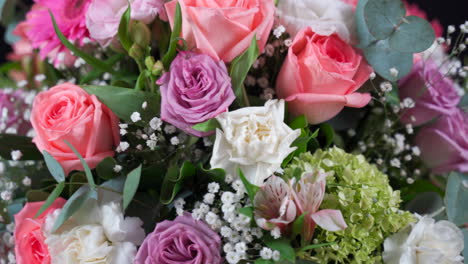 colourful roses and gerbera spinning detail shot