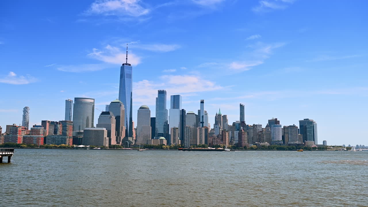 Stunning skyline of Manhattan with various buildings. View on New York midtown from the side of Jersey City