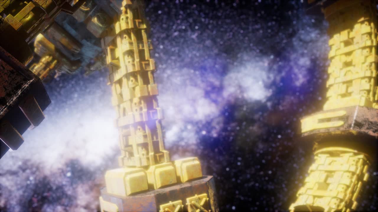 우주선과 은하계의 별들