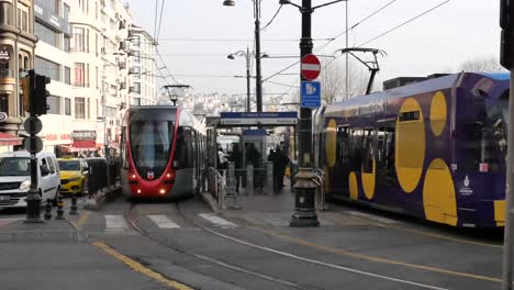 tram stop in istanbul, turkey