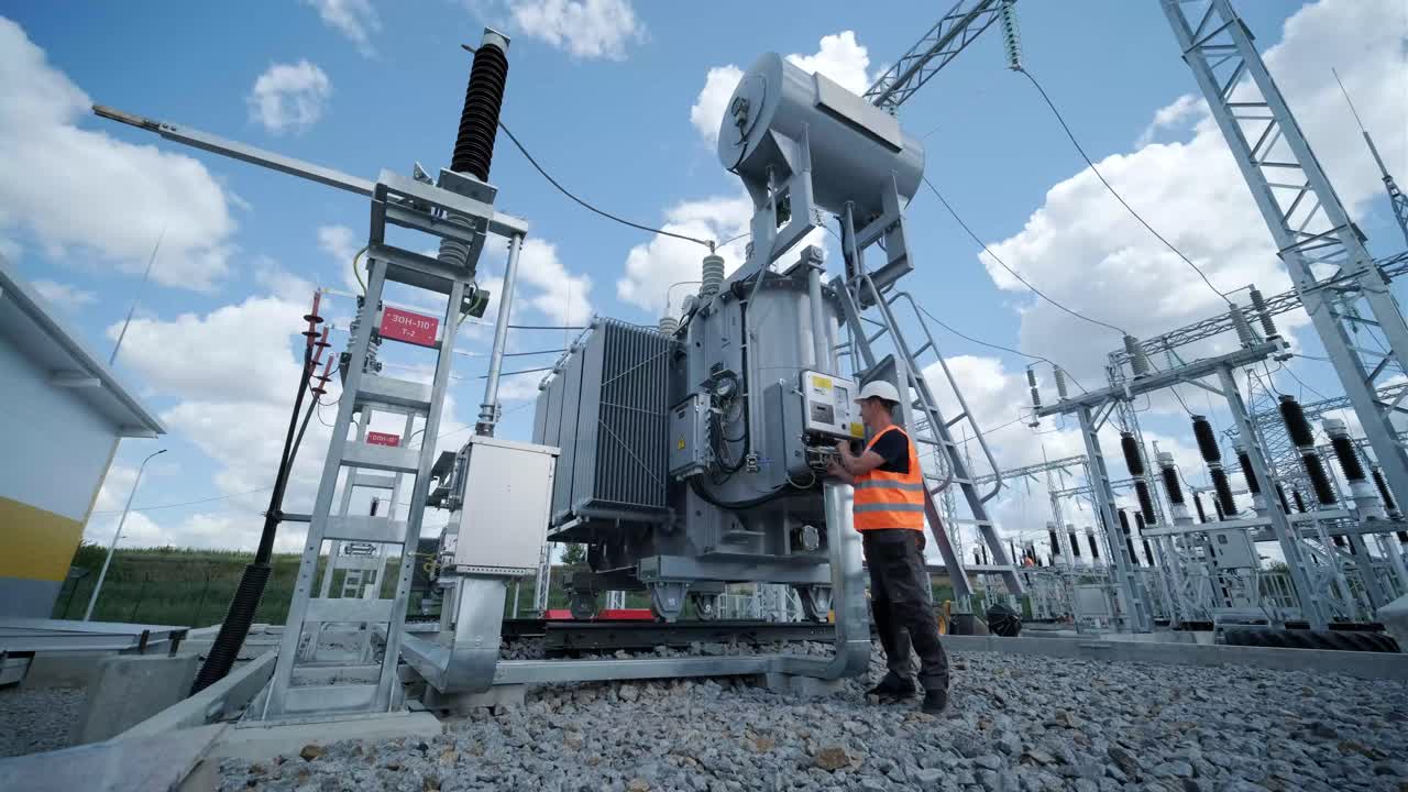 los ingenieros eléctricos inspeccionan los sistemas eléctricos en el gabinete de control de equipos