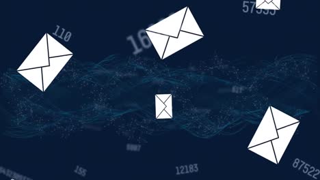 Animation-of-envelope-icons-falling-and-data-processing