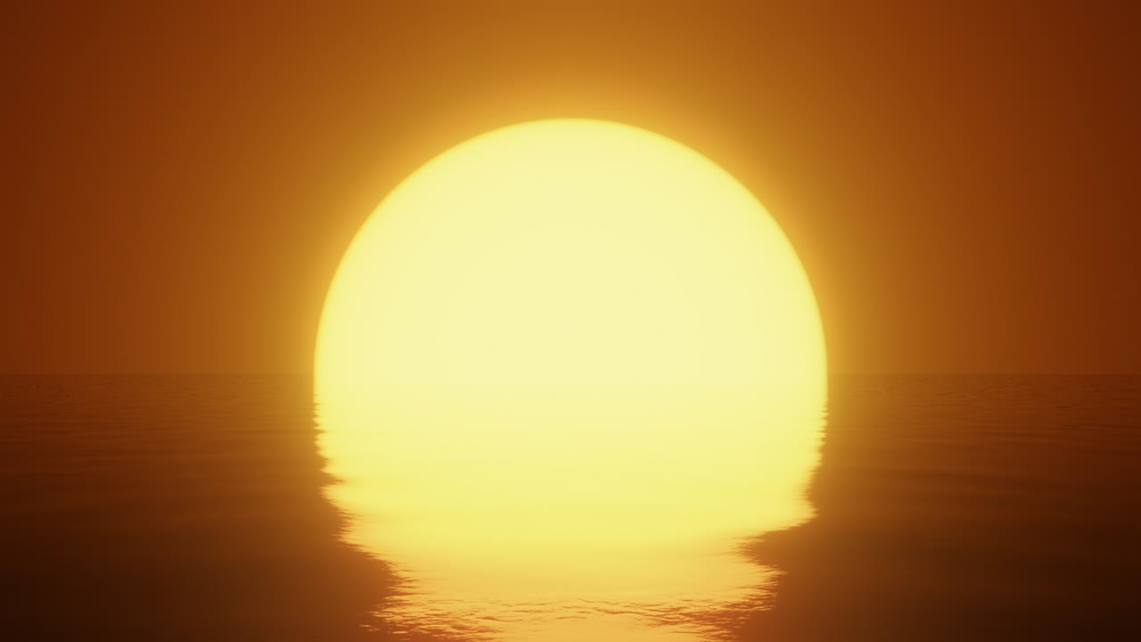 sol resplandeciente sobre el horizonte del agua paisaje marítimo en bucle