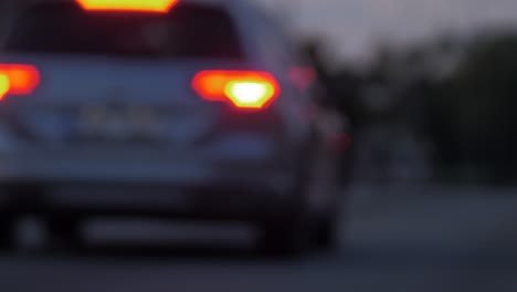 Beautiful-hearts-bokeh-from-moving-car-and-traffic-lights-at-the-evening,-Valentines-Day-or-social-media-Like-background-concept