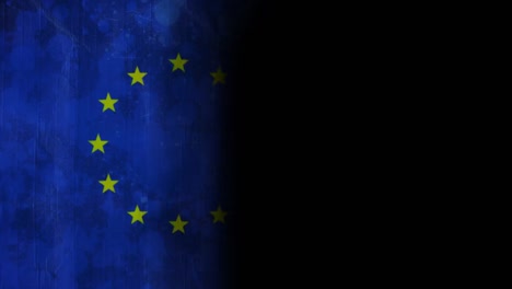 animation of glowing purple light trails over european union flag