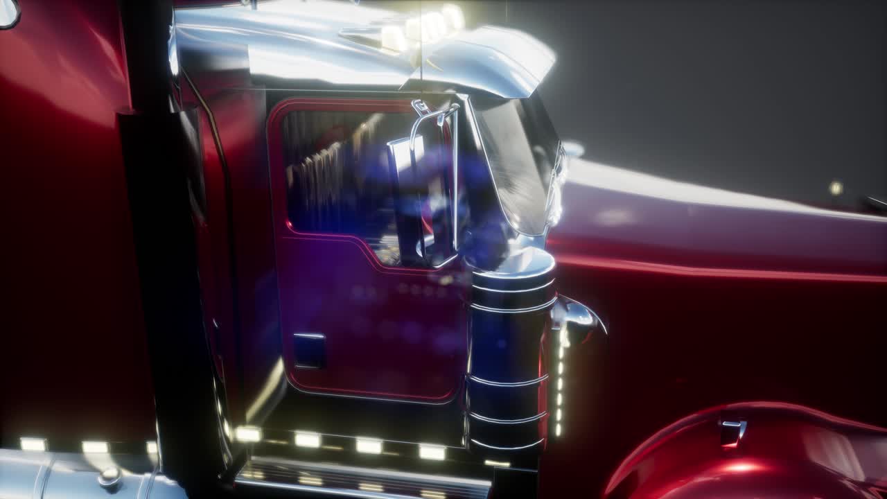 스튜디오에서 밝은 미국 트럭 트랙