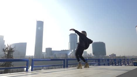 urban dancer in cityscape