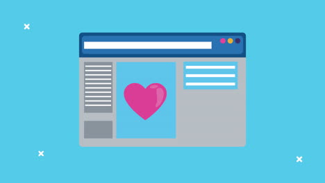 webpage template with heart animated