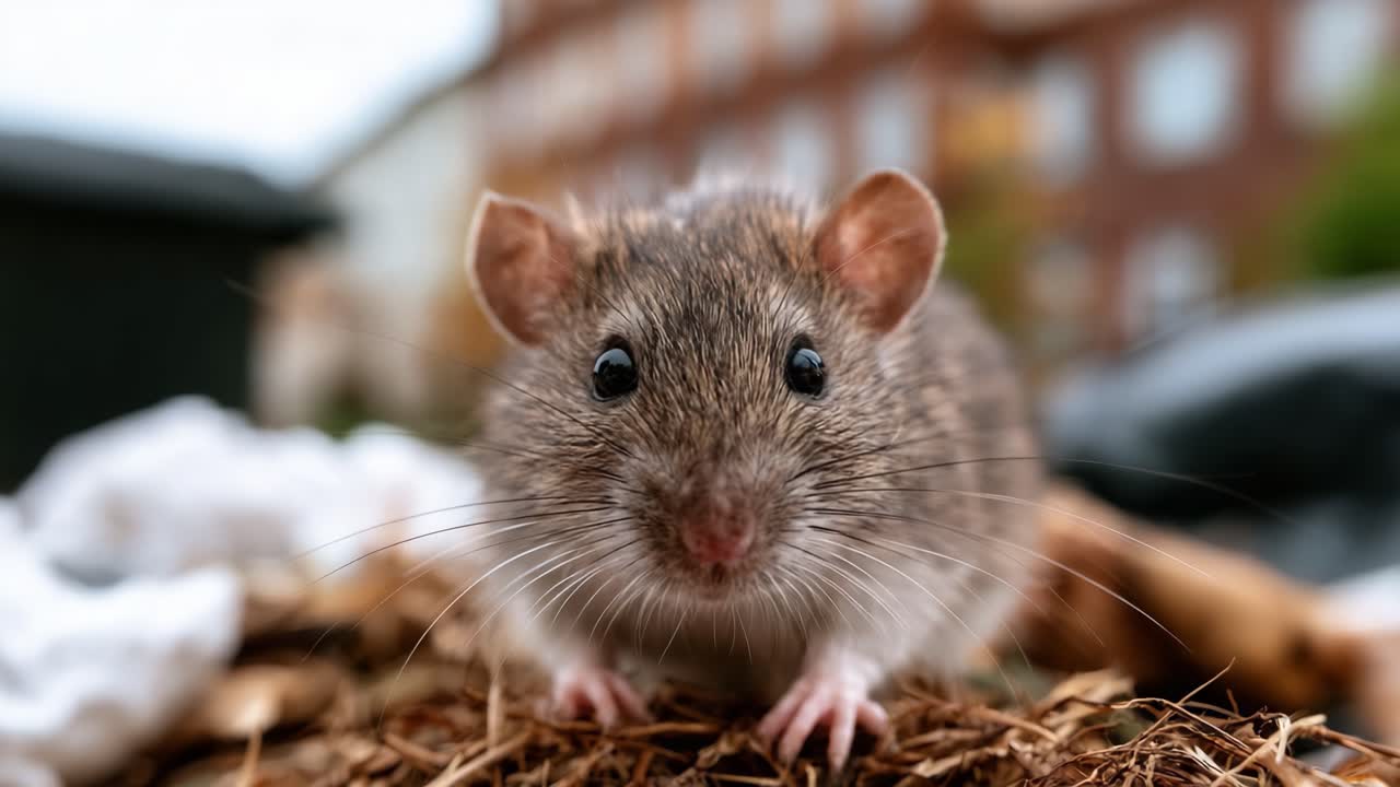 Incontro ravvicinato con un ratto curioso: esplorando le complessità delle interazioni della fauna selvatica urbana e il comportamento affascinante dei roditori nel loro habitat naturale.