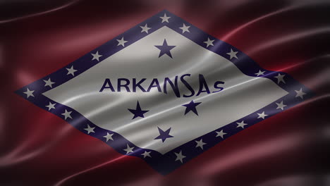 the flag of arkansas, font view, full frame, sleek, glossy, fluttering, elegant silky texture, waving in the wind, realistic 4k cg animation, movie-like look, seamless loop-able