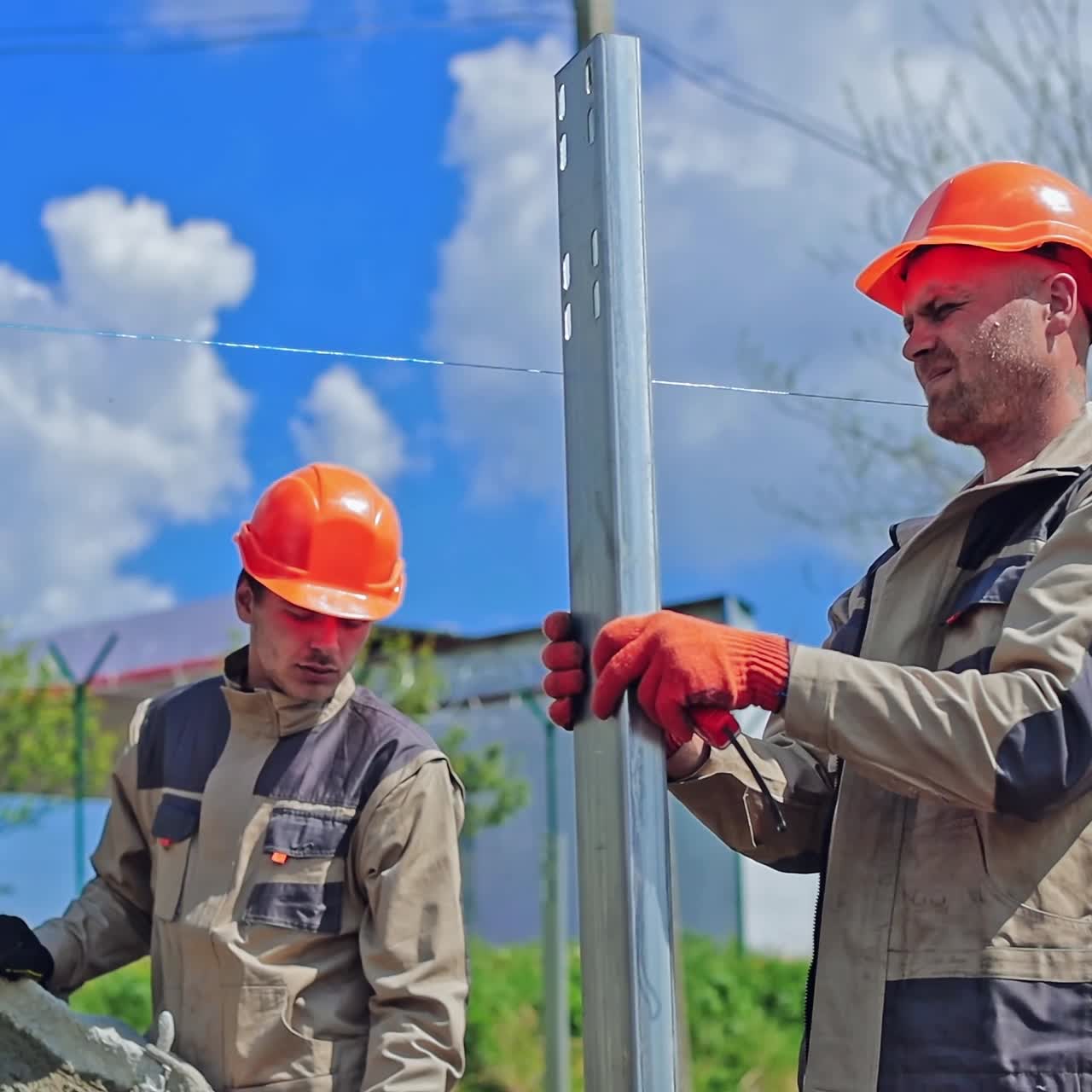Group of builders at construction site