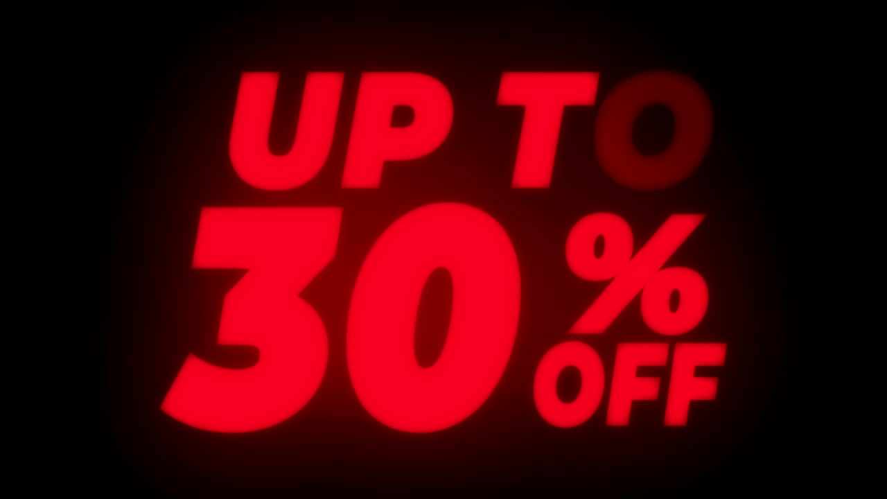 hasta un 30% de descuento en el ciclo promocional de pantalla parpadeante de texto.