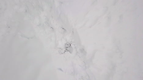 cima aérea hacia abajo, actividad de invierno niño trineo por la colina blanca nevada