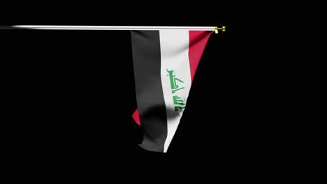 Wehende-Irakische-Flagge-Vor-Schwarzem-Hintergrund