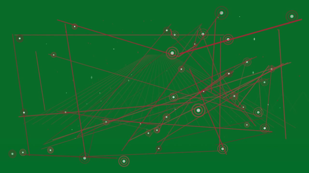 Faint grid appearing, red network forming, nodes pulsing and connecting, showing data, transparent