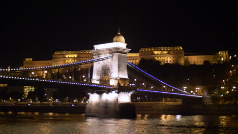 view to chain bridge and buda castle at nigth, budapest, hungary