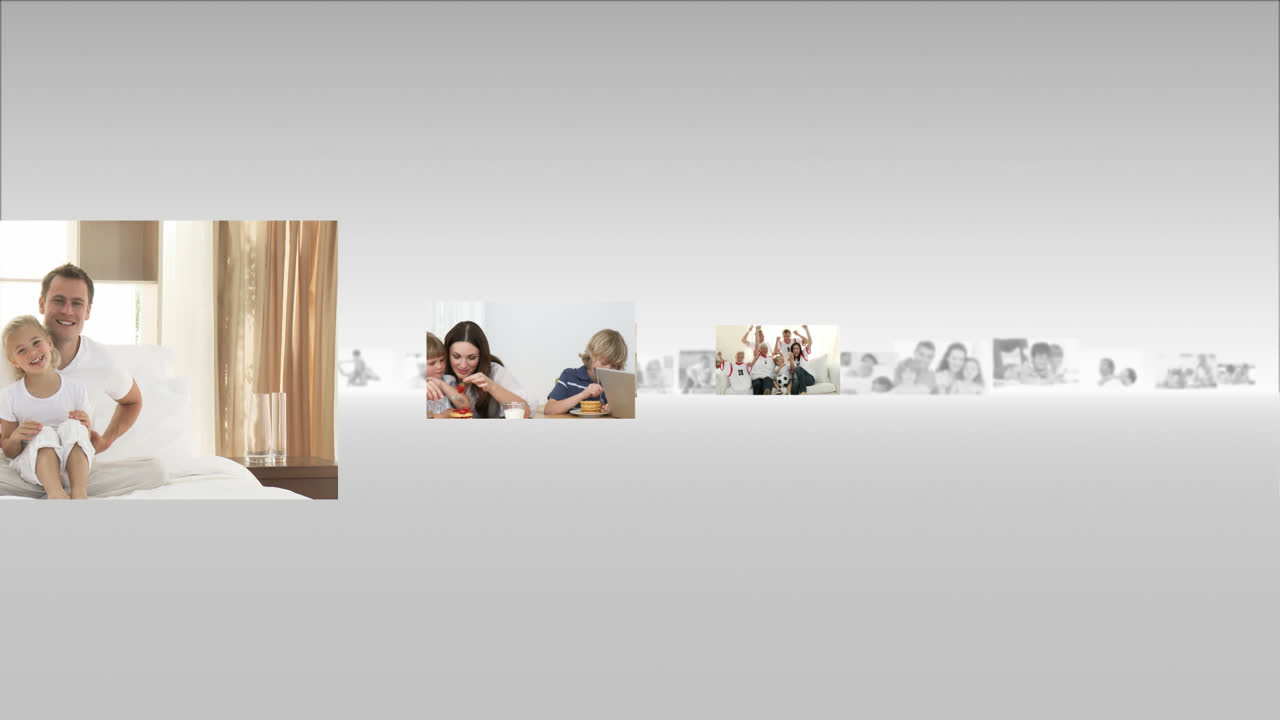 panel de varias familias felices divirtiéndose