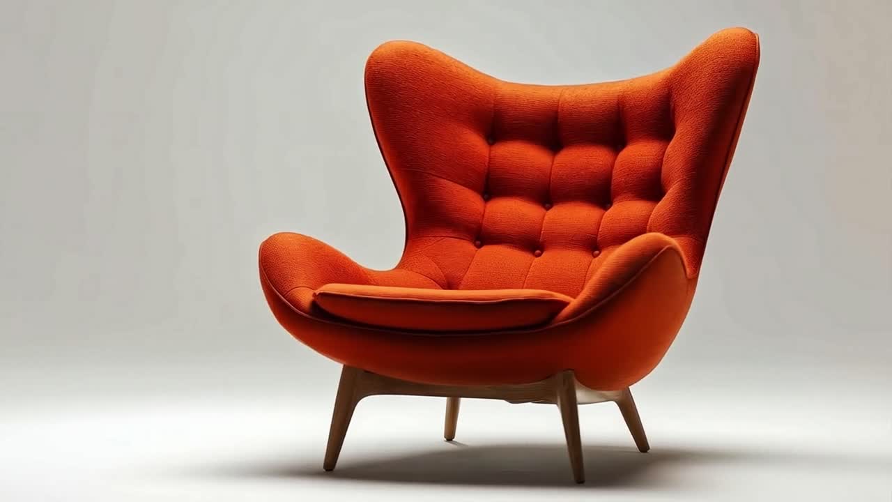 Orange Armchair on White Background