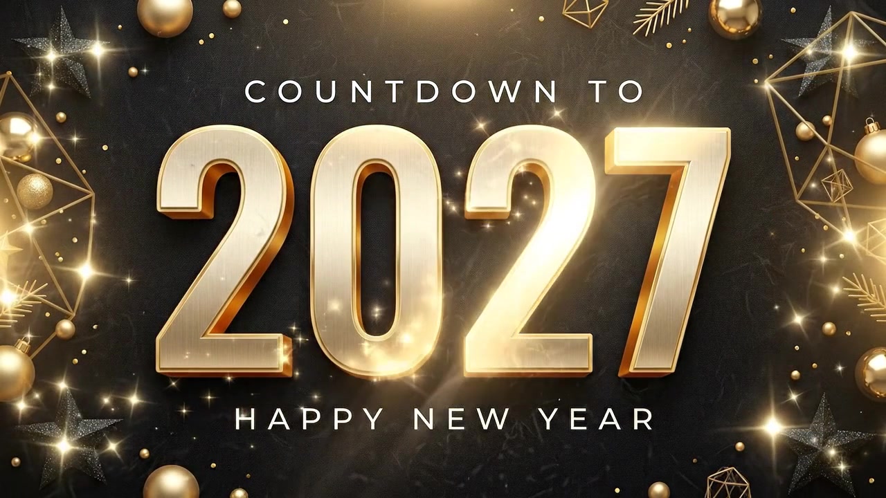 Sfondo dorato per la celebrazione del conto alla rovescia di Capodanno 2027.