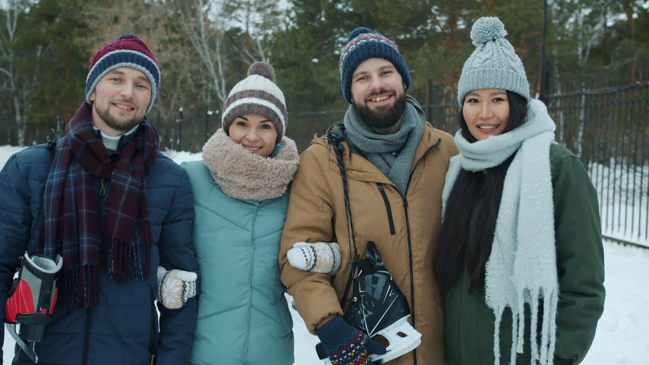 Friends Ice Skating in Winter Park