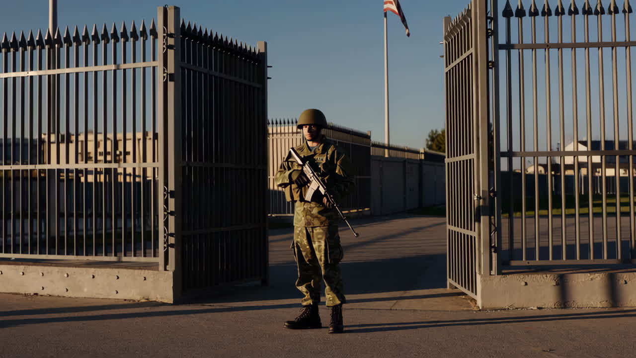 Military Personnel Guarding a Checkpoint