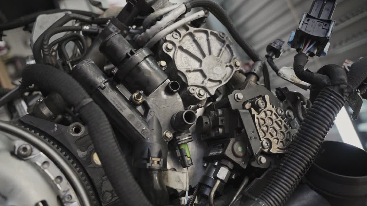 정비사 미디엄 샷으로 수리할 자동차 엔진