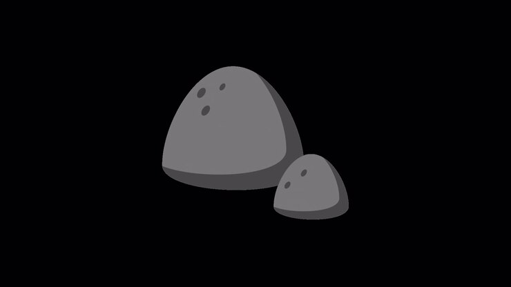 Animated Cartoon Rocks Appearing on Black Background