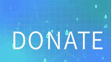 animación de cardiógrafo con iconos médicos y texto de donación en fondo azul