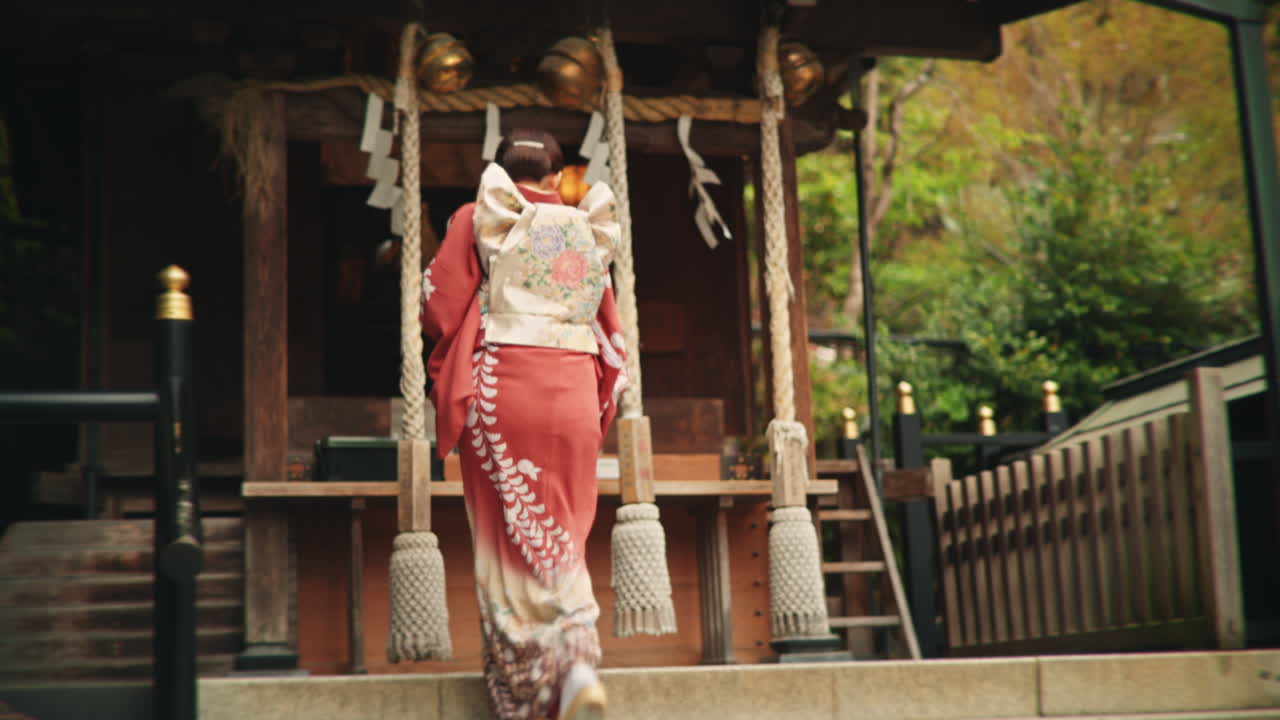 Woman in Kimono at a Shrine