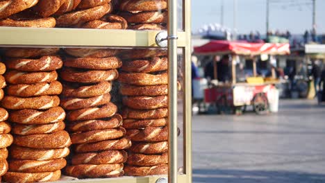 turkish street food vendor selling simit bread