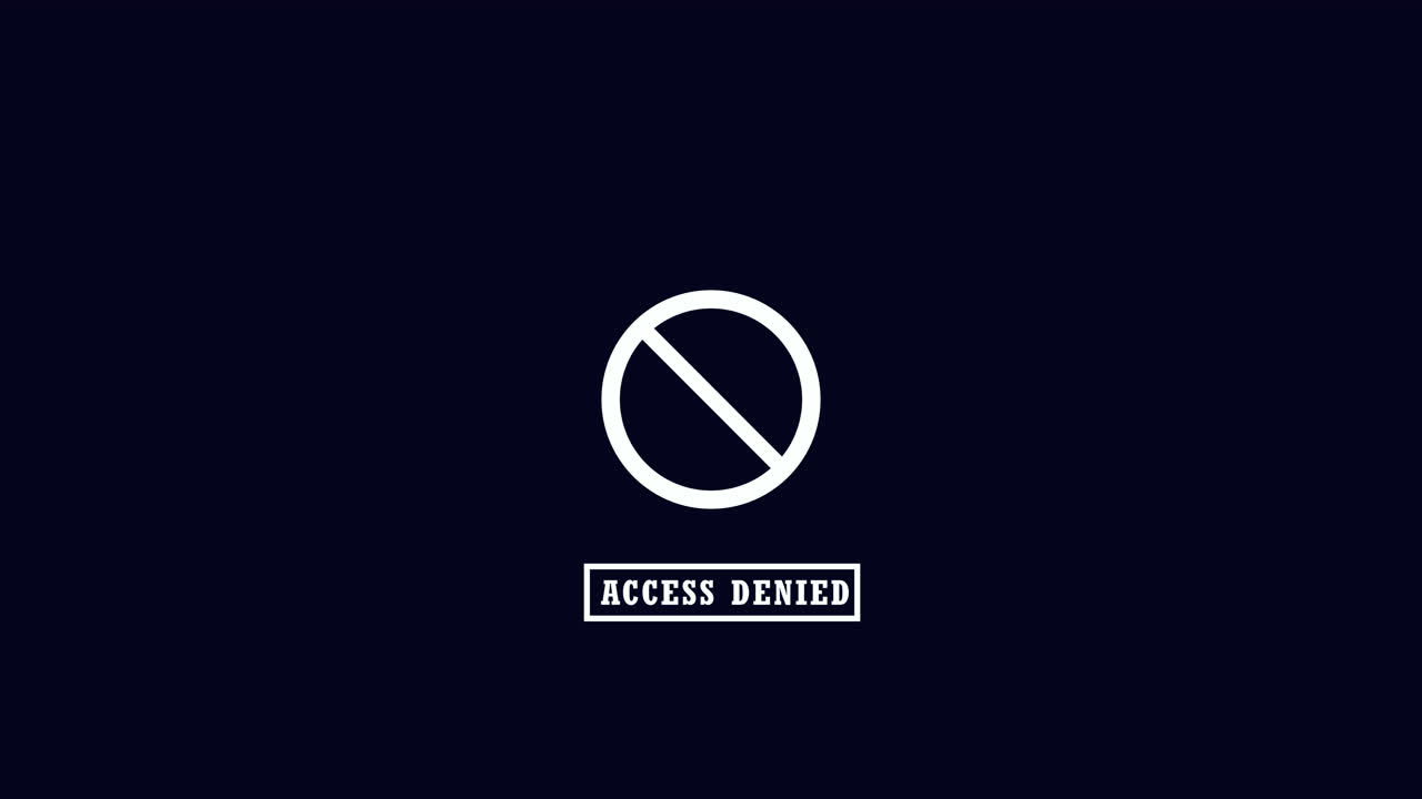 Digital Access Denied Screen with Loading and Stop Icons